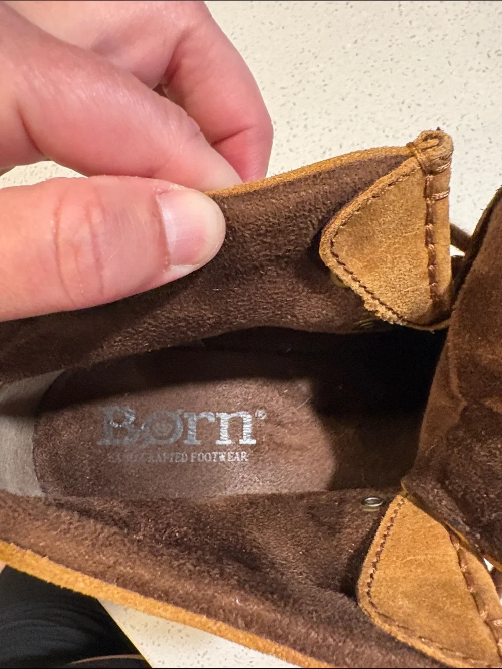 Born Women’s Brown Suede Moc Toe Lace-Up Boots